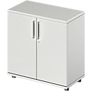 Schäfer Shop Genius Armoire à portes battantes TETRIS WOOD, 2 HC, hauteur (patins inclus), l. 800 mm, gris clair