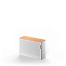 Schäfer Shop Genius Armoire à rideau coulissant transversal TETRIS SOLID, 2 HC, l. 1200 x H 818 mm, avec socle, hêtre/alu blanc