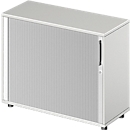 Schäfer Shop Genius Armoire à rideau coulissant transversal TETRIS WOOD, 2 HC, l. 1000 mm, hauteur (patins inclus), gris clair