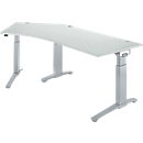 Schäfer Shop Genius Bureau 135° ERGOSTYLE PLANOVA, extension à gauche, 1 niveau de réglage élect. de la h., l. 2165 mm, gris clair/alu blanc 