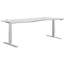 Schäfer Shop Genius Bureau asymétrique MODENA FLEX, réglage élect. de la hauteur, extension à gauche, l. 1800 mm, gris clair 