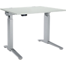 Schäfer Shop Genius bureau ERGOSTYLE S, rechthoekig, elektrisch in hoogte verstelbaar, één niveau, C-voet, B 1200 x D 800 x H 715-1182 mm, incl. Memory Master, aluminium lichtgrijs/wit