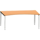 Schäfer Shop Genius Bureau MODENA FLEX, avec plateau cockpit, 4 pieds avec tubes rectangulaires, l. 1800 mm, P 800/100, hêtre/blanc 