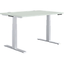 Schäfer Shop Genius bureau MODENA FLEX, elektrisch in hoogte verstelbaar, rechthoekig, T-poot, B 1200 x D 800 mm, aluminium lichtgrijs/wit