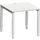 Schäfer Shop Genius bureau Modena Flex, vierkant, rechthoekige buis met 4 poten, B 800 x D 800 x H 650-850 mm, lichtgrijs/wit aluminium