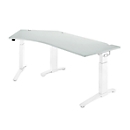 Schäfer Shop  Genius Bureautafel 135° PLANOVA ergoSTYLE, aanbouw links, handm. in hoogte verstelbaar, B 2165 x D 800 mm, lichtgrijs/wit 