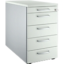 Schäfer Shop Genius Caisson fixe 13333, avec poignée incurvée, l. 435 x H 717 mm, gris clair/alu blanc 