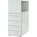 Schäfer Shop Genius Caisson fixe avec étagère à poser, verrouillable, poignée ronde, gris clair