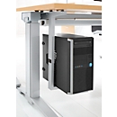 Schäfer Shop Genius CPU holder for desk e PLANOVA ERGOSTYLE, width &amp; height adjustable, powder-coated steel, white aluminum