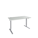 Schäfer Shop Genius desk AERO FLEX, 1 paso, pie C, ancho 1200 x fondo 800 x alto 700-1200 mm, con panel de control, gris claro