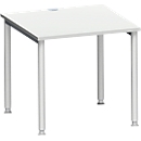 Schäfer Shop Genius desk MODENA FLEX, 4-legged round tube, W 800 x D 800 mm, light gray/white aluminum