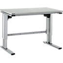 Schäfer Shop Genius electric height-adjustable work table EL-1, 1200 x 800 mm, light gray/aluminum silver