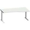 Schäfer Shop Genius escritorio de forma libre MODENA FLEX, tubo rectangular con pie en C, ancho 1800 mm, fijación a la derecha, aluminio gris claro/blanco