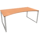 Schäfer Shop Genius Escritorio MODENA FLEX, con tablero tipo cabina de mandos, patas en U, An 1800 mm, haya/aluminio blanco 