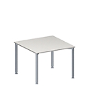 Schäfer Shop Genius Extension table MODENA FLEX, height adjustable, square shape, 4 feet, round tube, W 1000 x D 1000 mm, light grey
