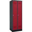 Schäfer Shop  Genius Kledinglocker met fitting, 2 compartimenten, cilinderslot, antraciet RAL 7016/rood