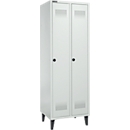 Schäfer Shop Genius Kledinglocker met poten, 2 compartimenten, B 630 x D 500 X H 1850 mm, veiligheidsdraaigrendelslot, lichtgrijs/lichtgrijs