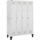 Schäfer Shop Genius Kledinglocker met poten, 4 compartimenten, draaigrendelslot, lichtgrijs/lichtgrijs