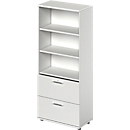 Schäfer Shop Genius Kombischrank TETRIS WOOD, 5 OH, H 1910 mm, 2 Hängeregistraturauszüge, Höhe inkl. Gleiter, lichtgrau