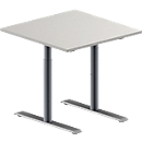 Schäfer Shop Genius Konferenztisch MODENA FLEX, Quadrat, T-Fuss Rundrohr, B 800 x T 800 x H 650-850 mm, lichtgrau/weissaluminium RAL 9006 