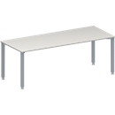 Schäfer Shop Genius Konferenztisch MODENA FLEX, Rechteck, 4-Fuß Quadratrohr, B 2000 x T 800 x H 720-840 mm, lichtgrau/weißaluminium RAL 9006