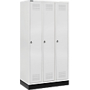 Schäfer Shop Genius Locker with plinth, 3 compartments, locking with safety swivel locking pin, light grey/light grey