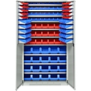 Schäfer Shop Genius Magazinschrank, mit Sichtlagerkästen SSI Schäfer Serie PROFI LF 110/211/221/321, B 1055 x T 520 x H 1950 mm, lichtgrau