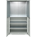 Schäfer Shop Genius materiaalkast FS, 5 OH, afsluitbaar, geperforeerde roosterwanden/3 legborden, tot 450 kg, B 1055 x D 520 x H 1950 mm, lichtgrijs/lichtgrijs