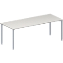 Schäfer Shop Genius Meeting table MODENA FLEX, height adjustable, rectangular shape, 4 round tubular legs, W 2000 x D 800 mm, light gray