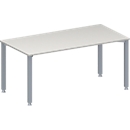 Schäfer Shop Genius Mesa de reuniones MODENA FLEX, ajustable en altura, forma rectangular, 4 patas de tubo cuadrado, An 1600 x P 800 mm, sin cuadro de conexión, gris luminoso