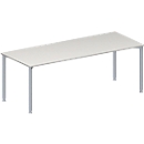 Schäfer Shop Genius Mesa de reuniones MODENA FLEX, ajustable en altura, forma rectangular, 4 patas de tubo redondo, An 2000 x P 800 mm, gris luminoso