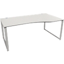 Schäfer Shop Genius MODENA FLEX free-standing desk, U-leg, manually height-adjustable, right-hand extension, W 1800 mm, light grey