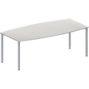 Schäfer Shop Genius MODENA FLEX meeting table, height-adjustable, boat-shaped, 4 round tubular legs, W 2000 x D 1000/800 mm, without connection frame, light grey