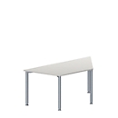 Schäfer Shop Genius MODENA FLEX meeting table, height-adjustable, trapezoidal shape, 4 round tubular legs, W 1600 x D 800 mm, light grey