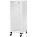 Schäfer Shop Genius Multimobil, L 450 x P 500 x H 1220 mm, volet roulant en plastique, avec roulettes, verrouillable, blanc