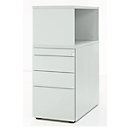 Schäfer Shop Genius pedestal with top shelf, lockable, lateral handle groove, light gray
