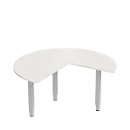 Schäfer Shop Genius PLANOVA ergoSTYLE mesa extensible, 3/4 círculo, extensión derecha o izquierda, aluminio gris claro/blanco