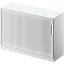 Schäfer Shop Genius Querrollladenschrank TETRIS SOLID, 2 OH, B 1200 x T 413 x H 818 mm, mit Boden und Abdeckplatte, lichtgrau/weißalu 