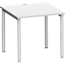 Schäfer Shop Genius Schreibtisch MODENA FLEX, 4-Fuß-Rundrohr, B 800 x T 800 mm, lichtgrau/weißalu