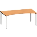 Schäfer Shop Genius Schreibtisch MODENA FLEX, mit Cockpitplatte, 4-Fuß-Quadratrohr, Breite 1800 mm, buche/weiß