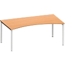 Schäfer Shop Genius Schreibtisch MODENA FLEX, mit Cockpitplatte, 4-Fuß-Rundrohr, B 1800 x T 800/1000 mm, Buche