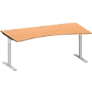 Schäfer Shop Genius Schreibtisch MODENA FLEX, mit Cockpitplatte, T-Fuss-Rundrohr, Breite 1800 mm, Buche/weissalu 