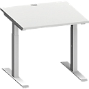 Schäfer Shop Genius Schreibtisch MODENA FLEX, Quadrat, T-Fuss Rechteckrohr, B 800 x T 800 x H 650-850 mm, lichtgrau/weissalu
