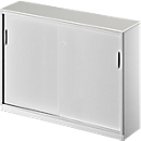 Schäfer Shop  Genius Schuifdeurkast TETRIS SOLID, 3 ordnerhoogten, middenwand, B 1600 x D 413 x H 1170 mm, lichtgrijs/blank aluminium 