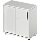 Schäfer Shop Genius Schuifdeurkast TETRIS WOOD, 2 OH, B 800 x D 421 x H 800 mm, hoogte inclusief glijders, lichtgrijs