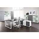Schäfer Shop Genius Sideboard, 3 Schübe & 2 Türen, Metallgriffe, B 1200 x T 500 x H 600 mm, weiß/weiß 
