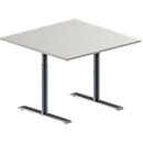 Schäfer Shop Genius Table d’appoint MODENA FLEX, hauteur réglable, carrée, tube rond pied-T, l. 1000 x P 1000 mm, gris clair 