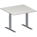 Schäfer Shop Genius Table d’extension SSI Schäfer MODENA FLEX, hauteur ajustable, carré, pieds en T avec tubes rectangulaires, l. 1000 x P 1000 mm, gris clair 