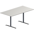 Schäfer Shop Genius Table de réunion MODENA FLEX, hauteur ajustable, en forme de rectangle, pied en T avec tubes ronds, l. 1600 x P 800 mm, gris clair 