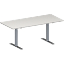 Schäfer Shop Genius Table de réunion MODENA FLEX, hauteur ajustable, en forme de rectangle, pieds en T avec tubes rectangulaires, l. 1800 x P 800 mm, gris clair 
